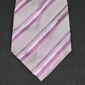 REGIS Men's Purple Silver Striped 100% Silk Necktie